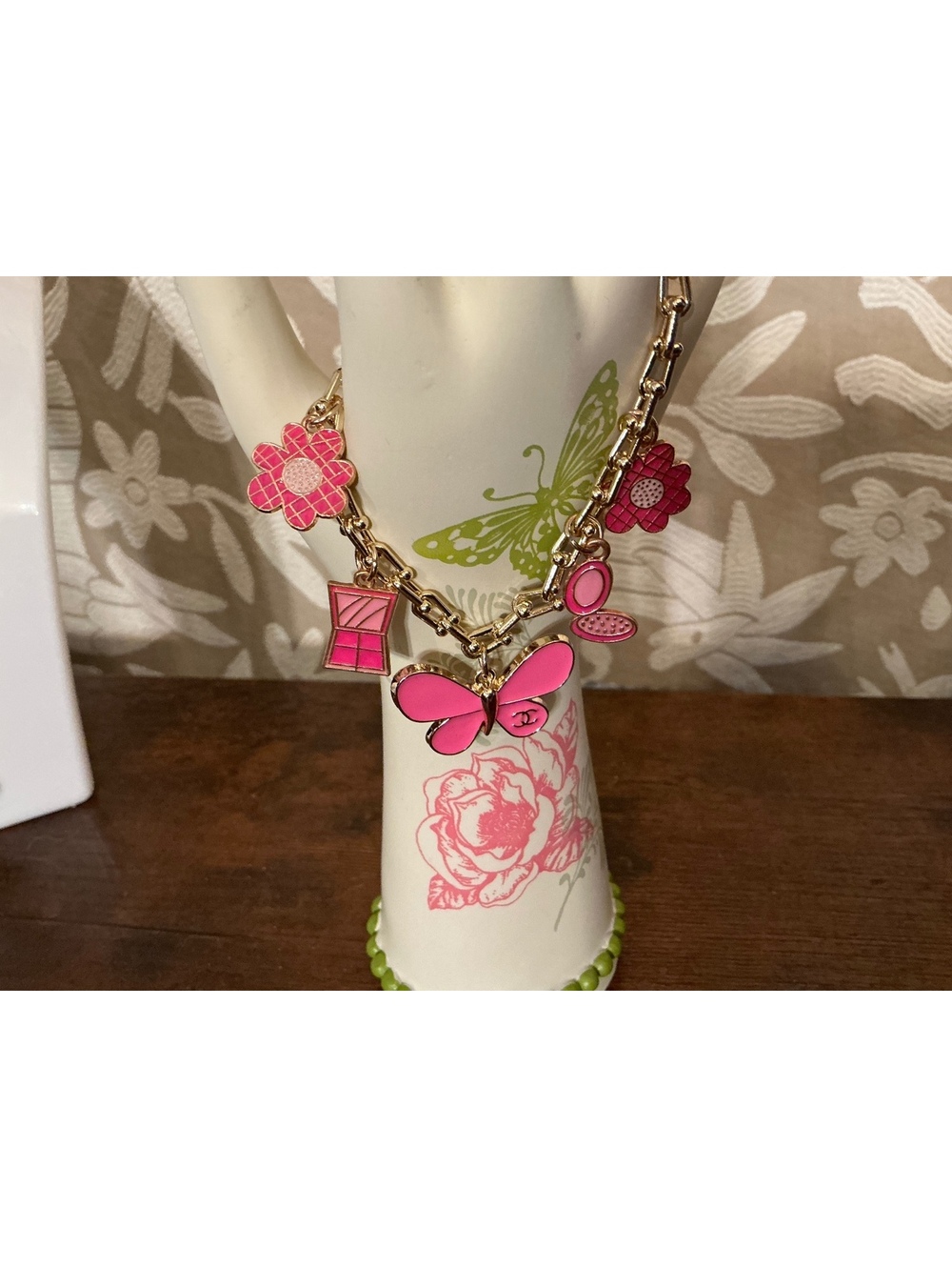 CC Butterfly Zipper Pull/Charm Upcycled Bracelet